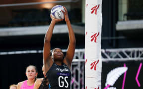 Grace Nweke playing for the Silver Ferns against NZ A, 2020.