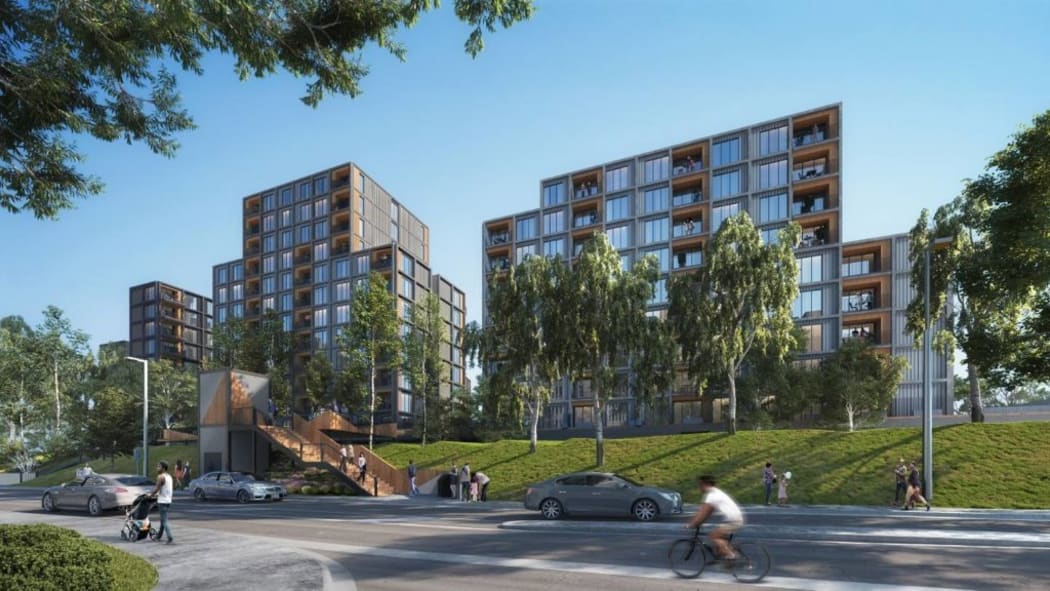 A view of planned apartments to be built by Kiwi Property at Sylvia Park in Auckland.