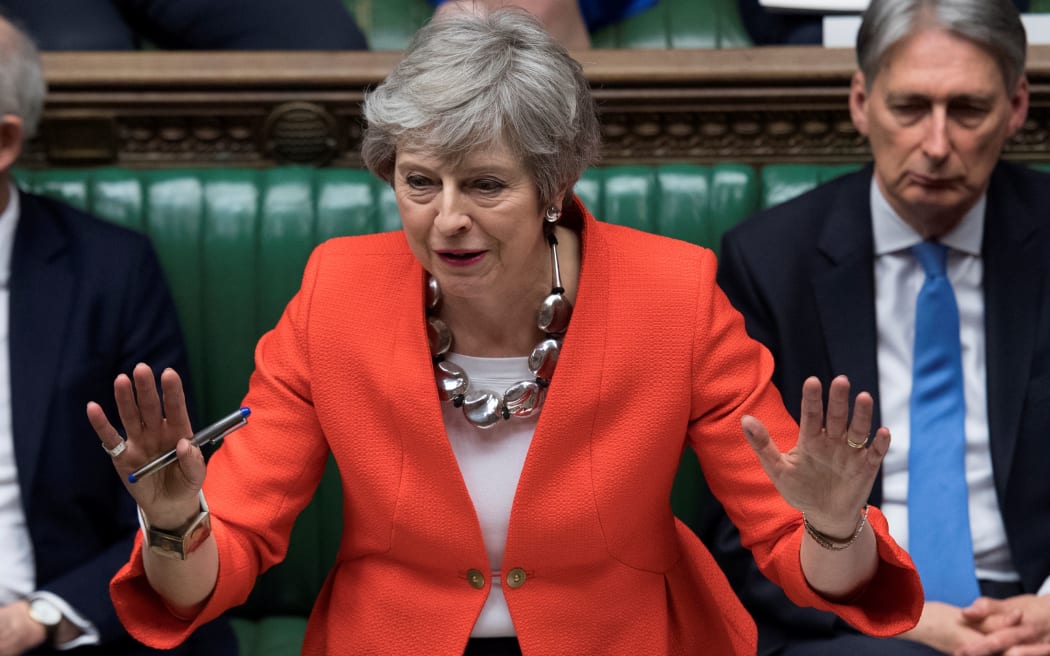 Britain's Prime Minister Theresa May speaking at the start of the debate on the second meaningful vote on the government's Brexit deal.