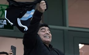 Maradona watches Argentina play at the 2018 football World Cup.