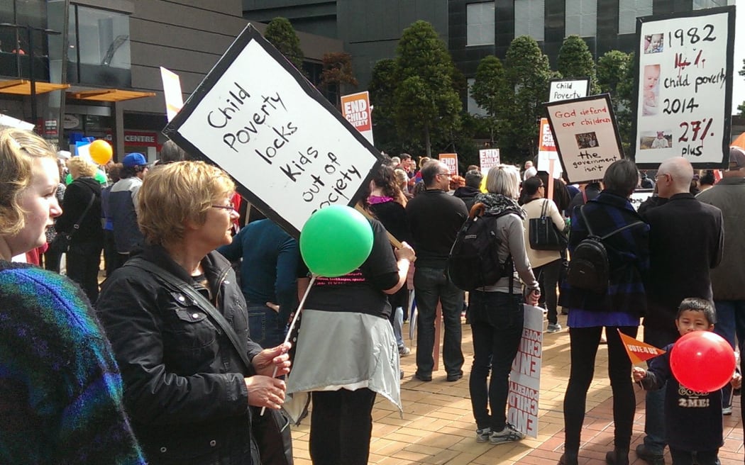About 1000 marched in Auckland against child poverty.