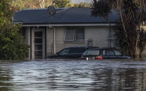 A property in Edgecumbe after the river Rangataiki breached a stopbank and flooded the majority of the town causing the evacuation of 1600 residents.  Thursday 6 April 2017