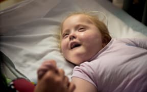 Lauren in her room at Wellington Regional Hospital children's ward