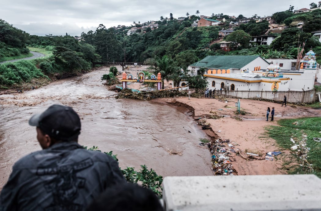 The Umhlatuzana Hindu Temple, south of Durban, damaged after the township was hit by heavy rain and flash floods following torrential downpour.