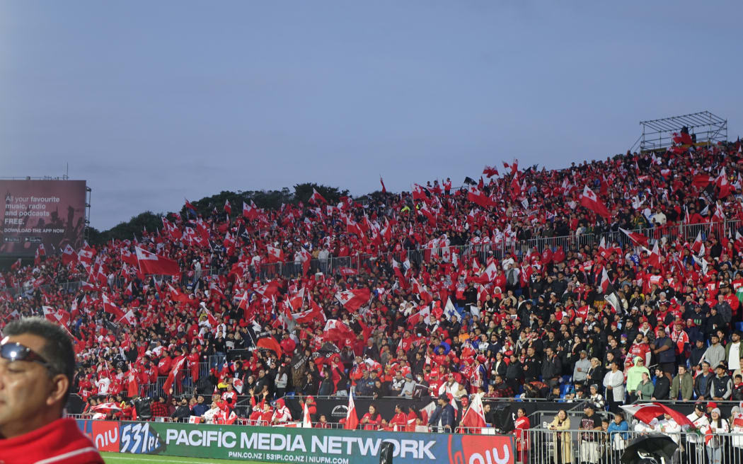 A sea of red at Mt Smart stadium.