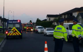 Emergency services at the cordon on Plantation Avenue.
