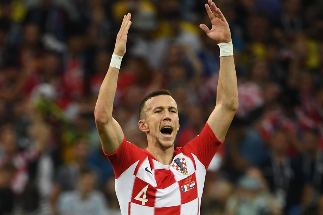 Croatia's forward Ivan Perisic gestures during the Russia 2018 World Cup final.