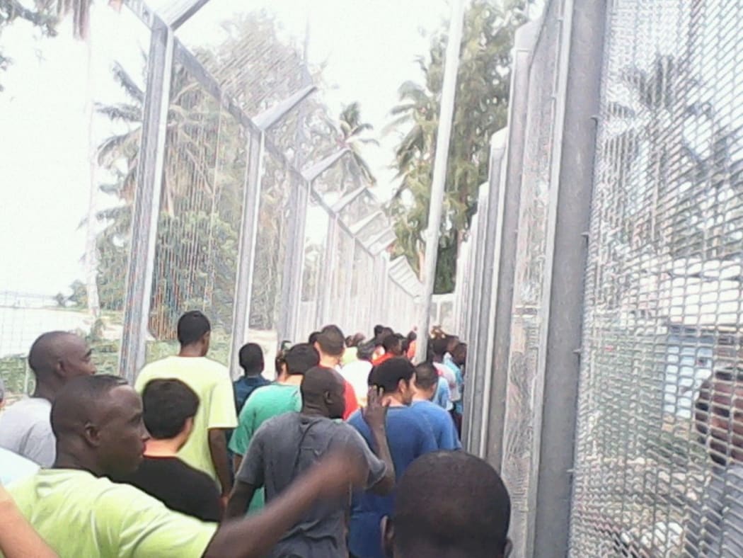Protest by refugees and asylum seekers on Manus Island.
