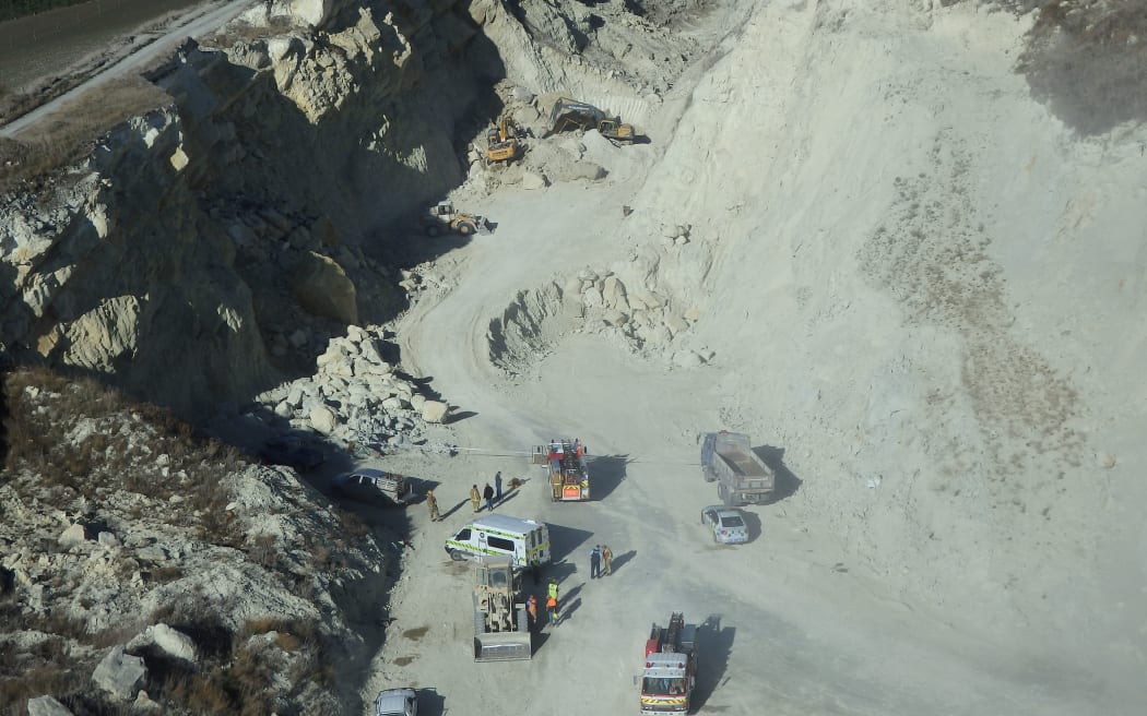 The Pyramid Valley quarry where a digger driver was buried in a rock slide.
