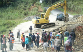Road construction on Papua New Guinea's Highlands Highway.