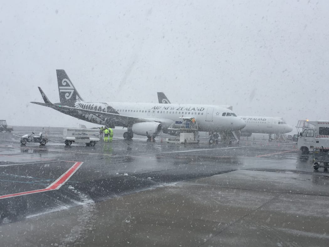 Queenstown airport in the snow.