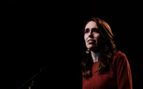 Jacinda Ardern at the Auckland Town Hall on election night.