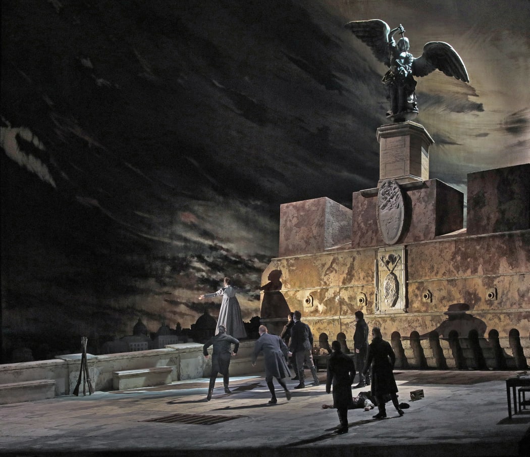 A scene from Act III of Tosca at The Met