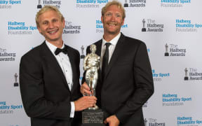 Hamish Bond (L) and Eric Murray after winning the Supreme Award at the Halbergs.