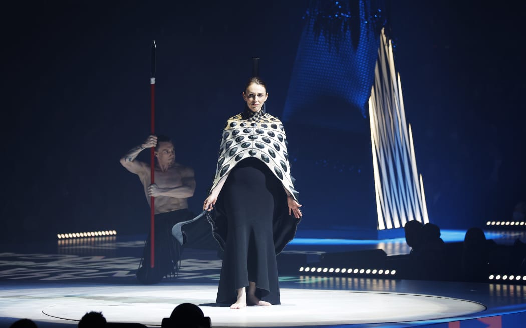 Jacinda Ardern models at World of Wearable Arts award show RNZ News