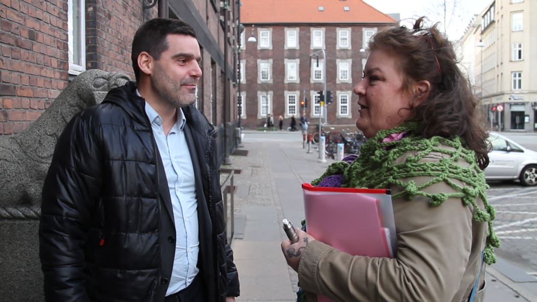 Anti radicalisation official Muhammed Hee and Karolina Dam in Copenhagen.
