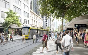 Queen Street pedestrianised with light rail