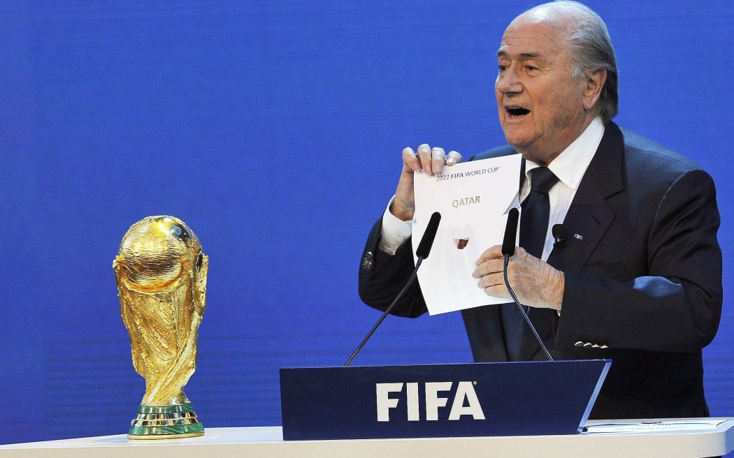 Fifa's Sepp Blatter announes Qatar will host the 2022 World Cup.
