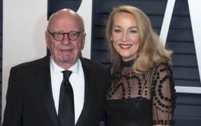 Rupert Murdoch (l) and Jerry Hall  attend the Vanity Fair Oscar Party at Wallis Annenberg Center for the Performing Arts in Beverly Hills, Los Angeles, USA, on 24 February 2019. | usage worldwide (Photo by HUBERT BOESL / DPA / dpa Picture-Alliance via AFP)