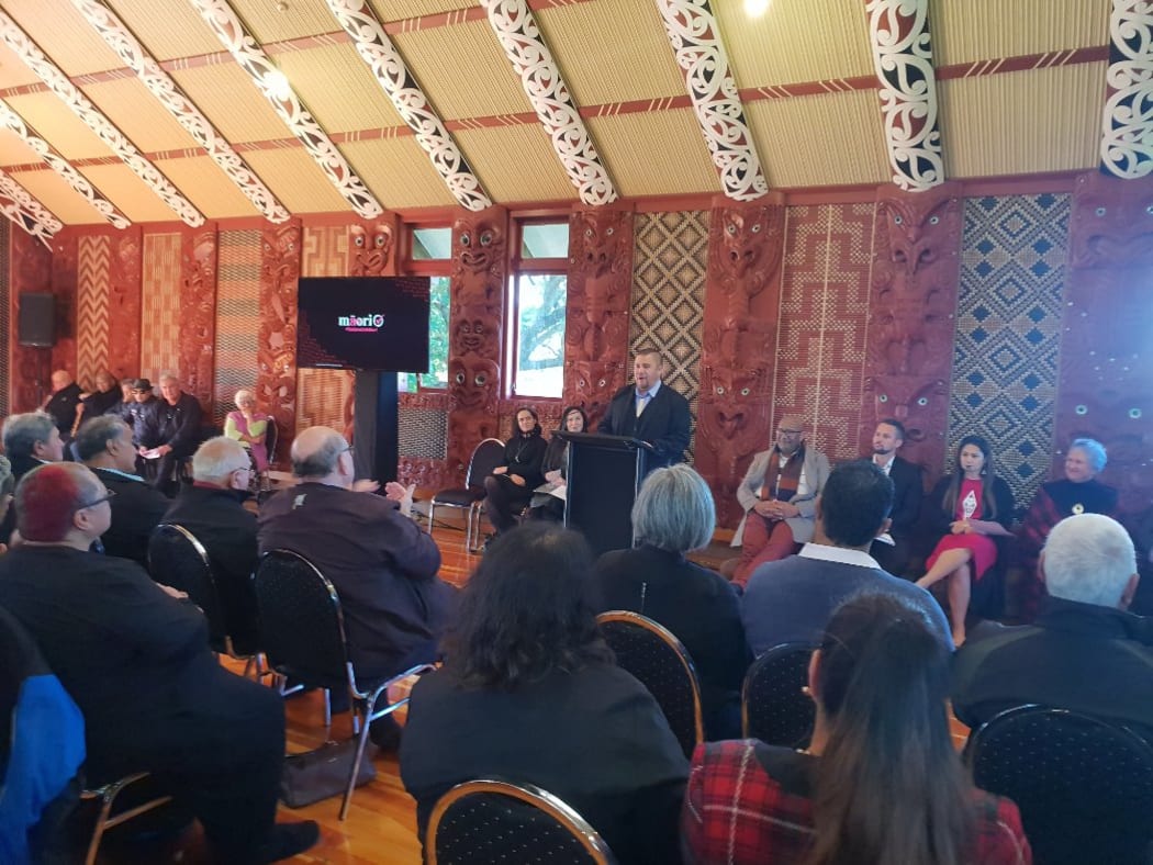 Māori Party president Che Wilson at the party campaign launch stressing the need to encourage Māori to vote in September.