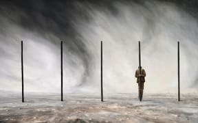'Field punishment no. 1' by Bob Kerr depicts what Archibald Baxter described going through on the front lines as he fought to avoid fighting in the army.