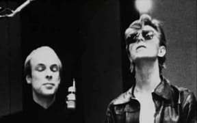 Brian Eno and David Bowie circa 1978