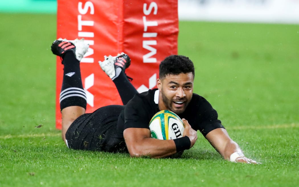 Richie Mo'unga scores his second try in the Bledisloe Cup rugby union test match at ANZ Stadium, Sydney, Australia. 31st Oct 2020.