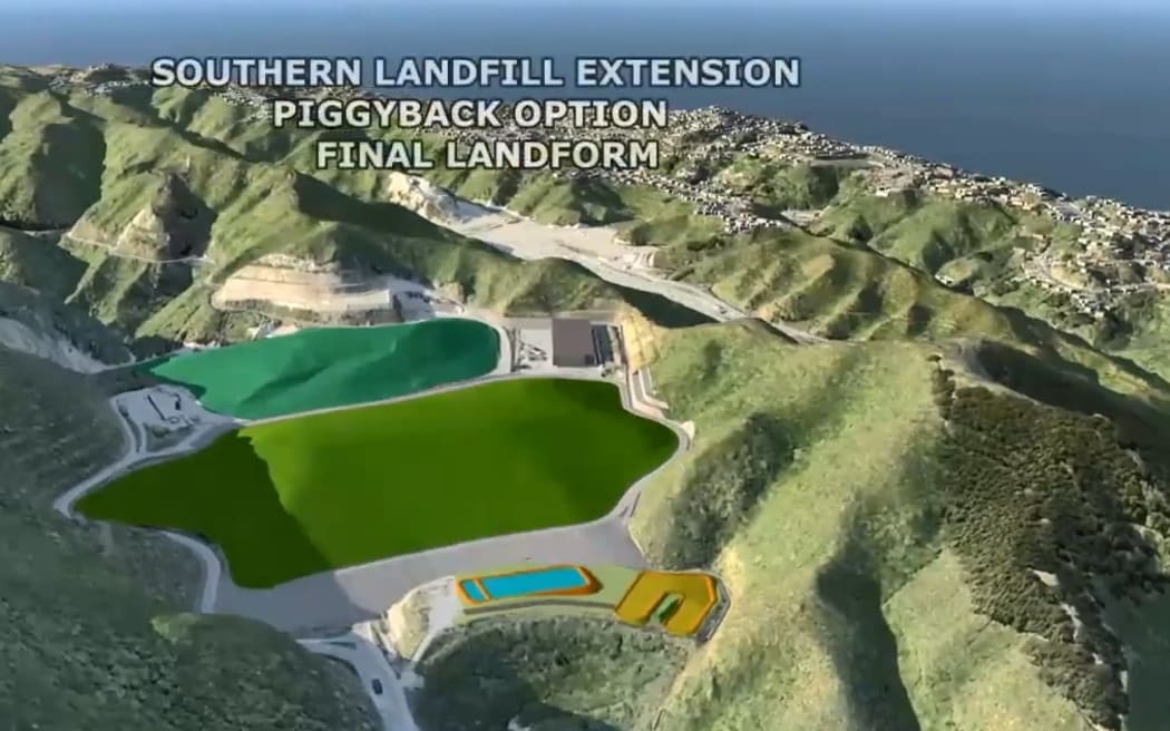 Image of the proposed ‘piggy back’ expansion of the Southern Landfill, with the expanded section front centre.