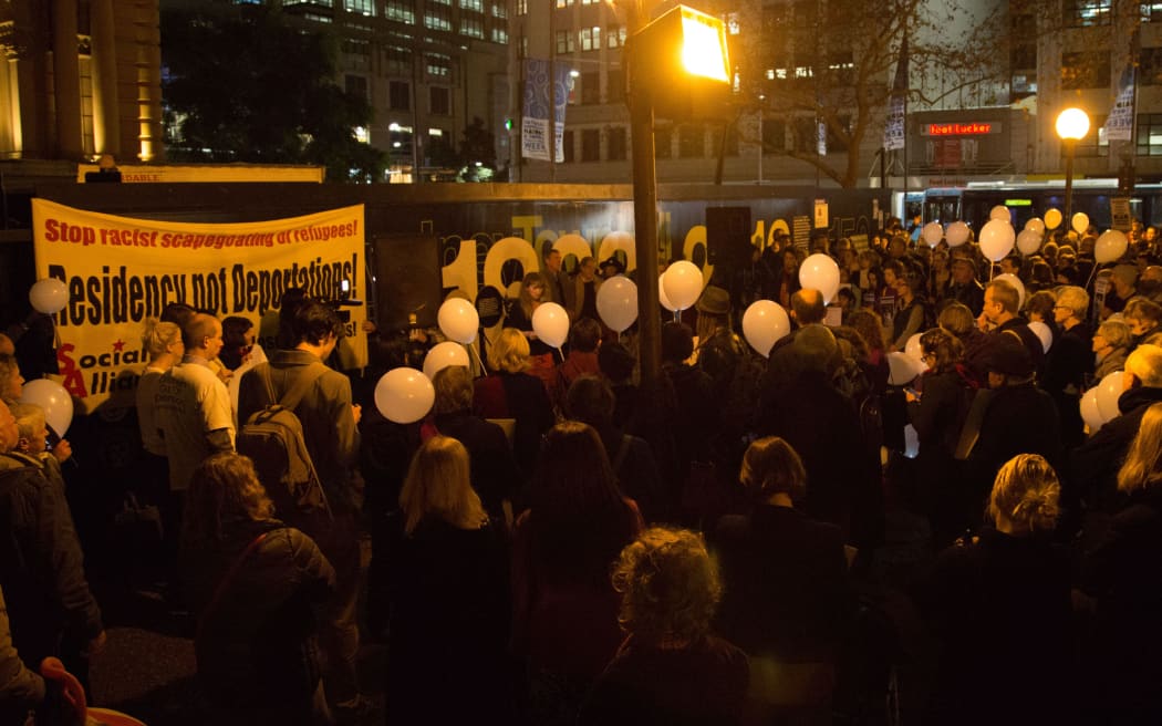 Protesters rally at Sydney Town Hall on June 30 2015 to call for the return of a five-month-old baby sent to the Australian-run detention centre on Nauru. CITIZENSIDE/RICHARD MILNES