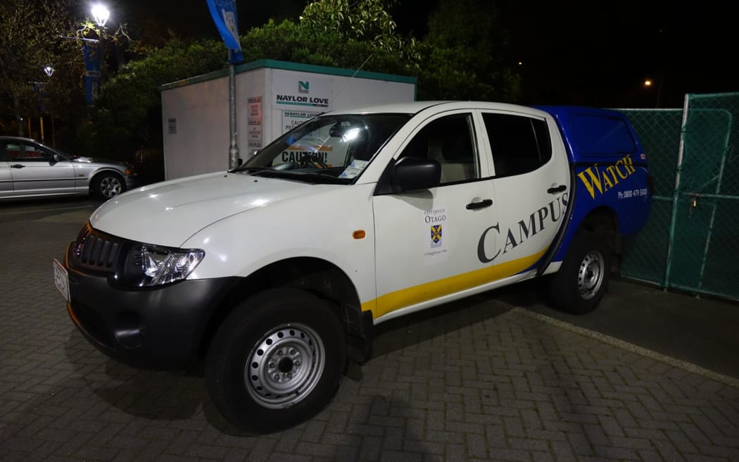 A security vehicle on Otago University's campus - 6 October 2015.
