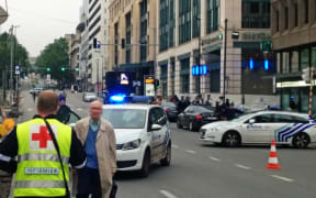 Police pictured at the scene of a bomb alert in the City2 shopping mall.