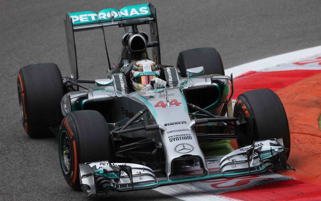 Lewis Hamilton driving for Mercedes.