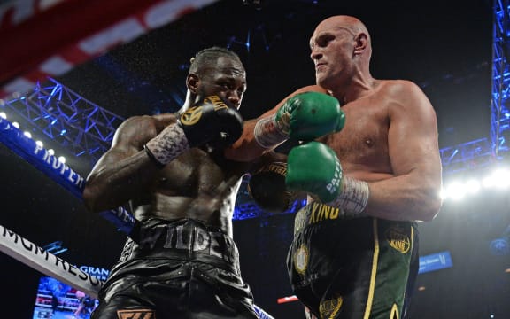 صندوق Deontay Wilder و Tyson Fury خلال قتالهما على لقب WBC للوزن الثقيل في MGM Grand Garden Arena.  2020.
