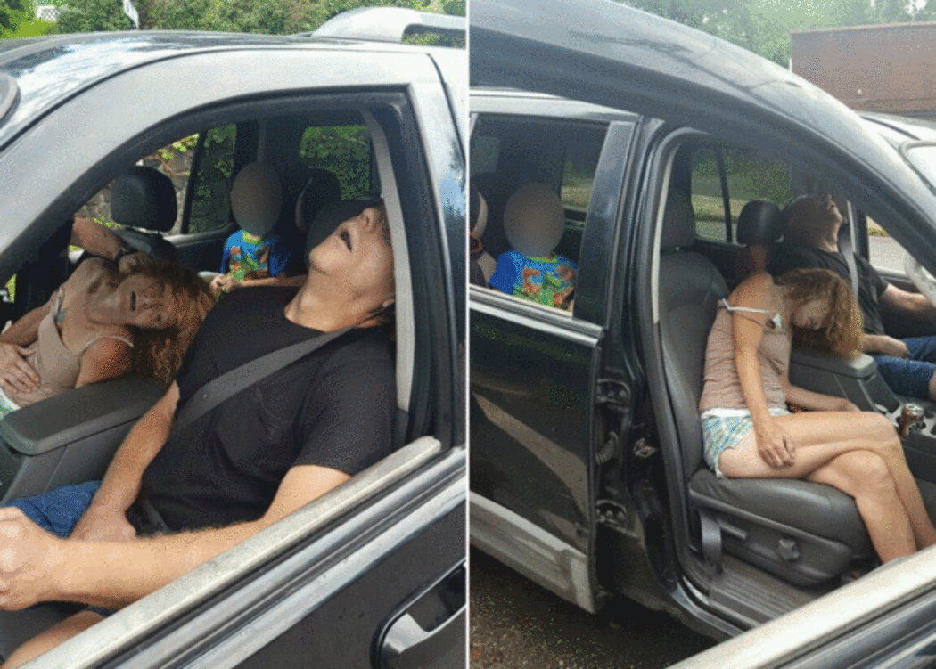 Photos taken by Ohio police of drug addicted parents.