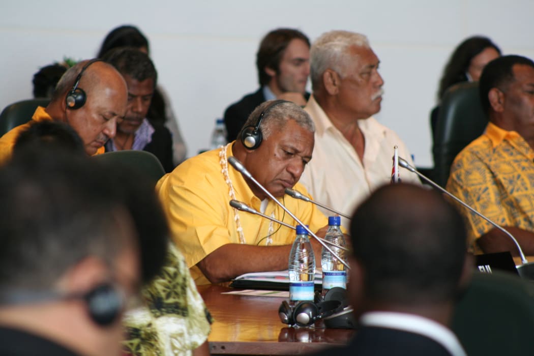 Regional figure: Fiji prime minister Frank Bainimarama at the Melanesian Spearhead Group leaders summit in Noumea in 2013.