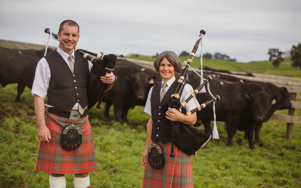 Pipers at the Hallmark Angus bull sale in June 2023