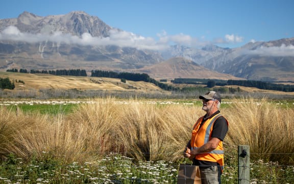 Lex at a seed collecting site up Rangitata Gorge Road