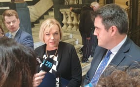 National Party leader Judith Collins speaks to media on the bridge at Parliament. 9 February 2021.