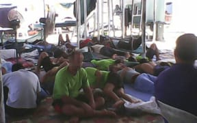 Asylum seekers during a hunger strike in Foxtrot Compound at the Manus Island detention centre.