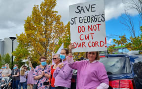 New Christchurch mums and midwives  marched to St George's Hospital to hand deliver a petition to save the maternity unit from closure.
