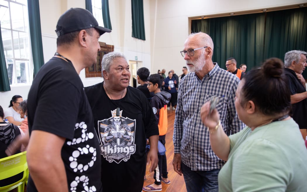 Auckland mayor Wayne Brown visits the Mangere Emergency Centre following the Auckland floods on Friday, 27 January to see how they are supporting victims.