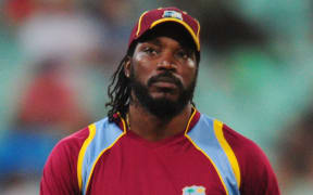 Chris Gayle during the West Indies loss to South Africa, 2015.