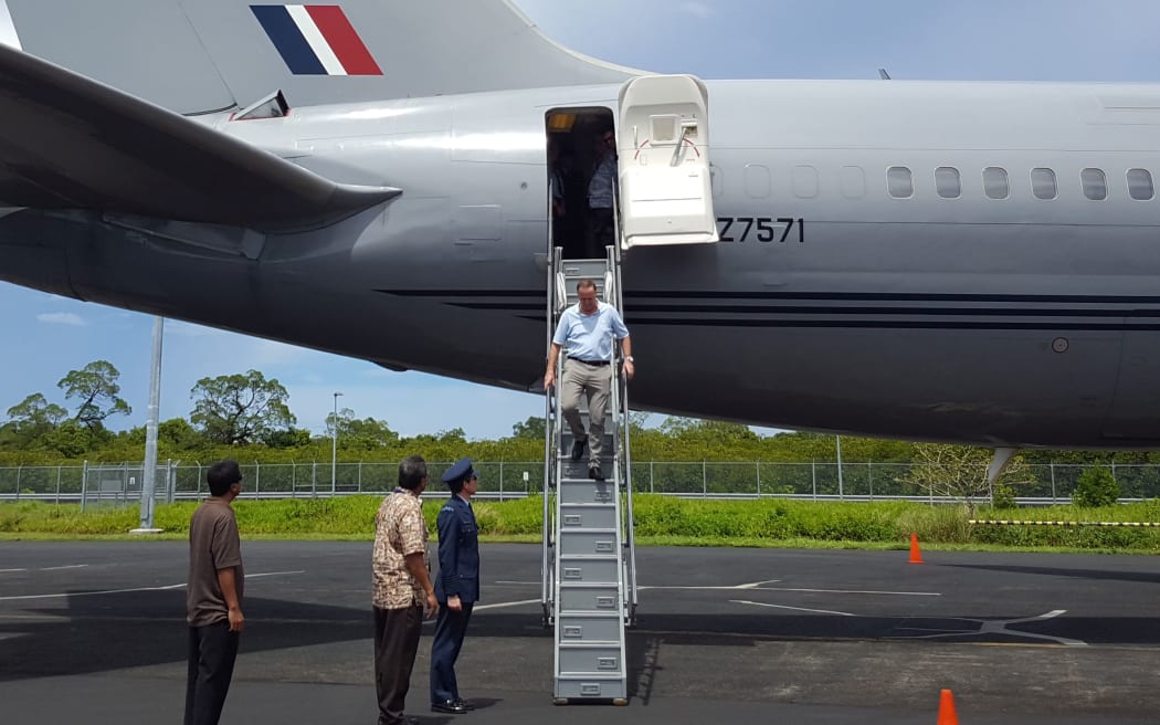 Prime Minister John Key after landing in Pohnpei in the Federated States of Micronesia.