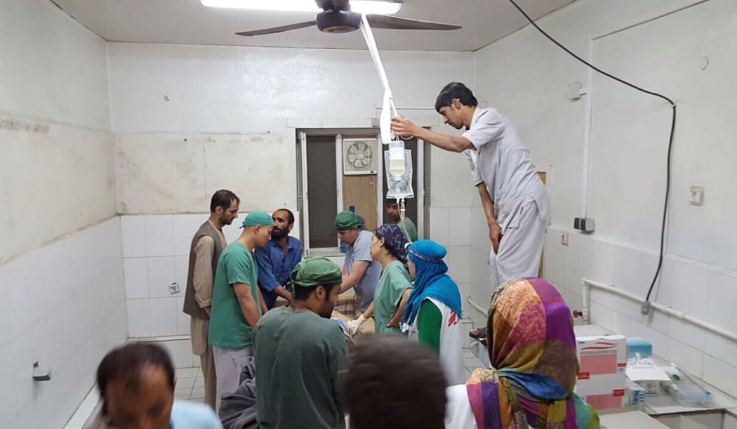 MSF released this photo showing surgeons working in an undamaged part of the hospital in Kunduz after the attack.