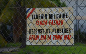 Perimeter fence of the French military base in Tahiti.