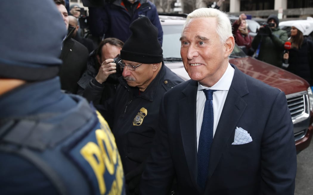 Former campaign adviser for President Donald Trump, Roger Stone, arrives at Federal Court, Tuesday, January 29, 2019, in Washington.