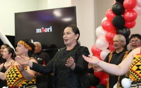 Māori Party co-leader Debbie Ngarewa Packer singing with the Pātea Māori Club.