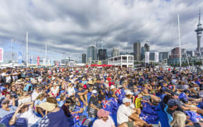Fans at the America's Cup Village