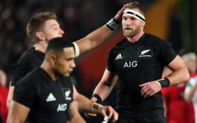 NZ Captain Kieran Read reacts during the third rugby union Test match between the British and Irish Lions and the All Blacks.