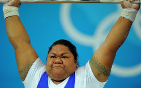 Ele Opeloge of Samoa competes in the women's +75 kg weightlifting event during the 2008 Beijing Olympic Games on August 16, 2008.